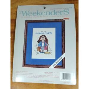 JCA Weekenders Cathy Guisewite My Life Overfloweth Cross Stitch Kit New